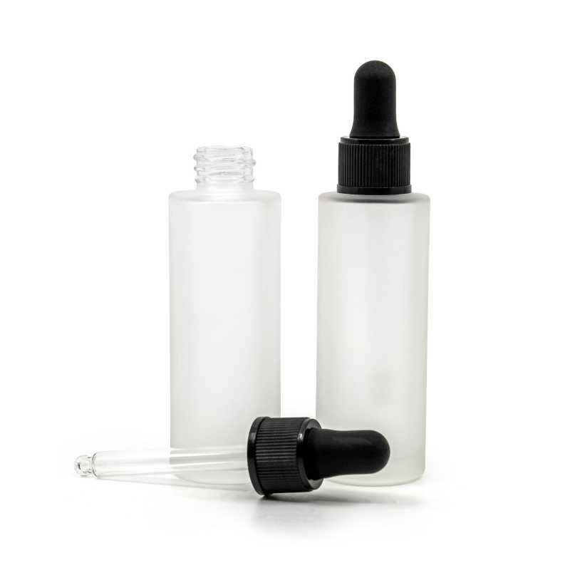 Frasco de vidrio, mate, alto, cuentagotas negro mate, 30 ml