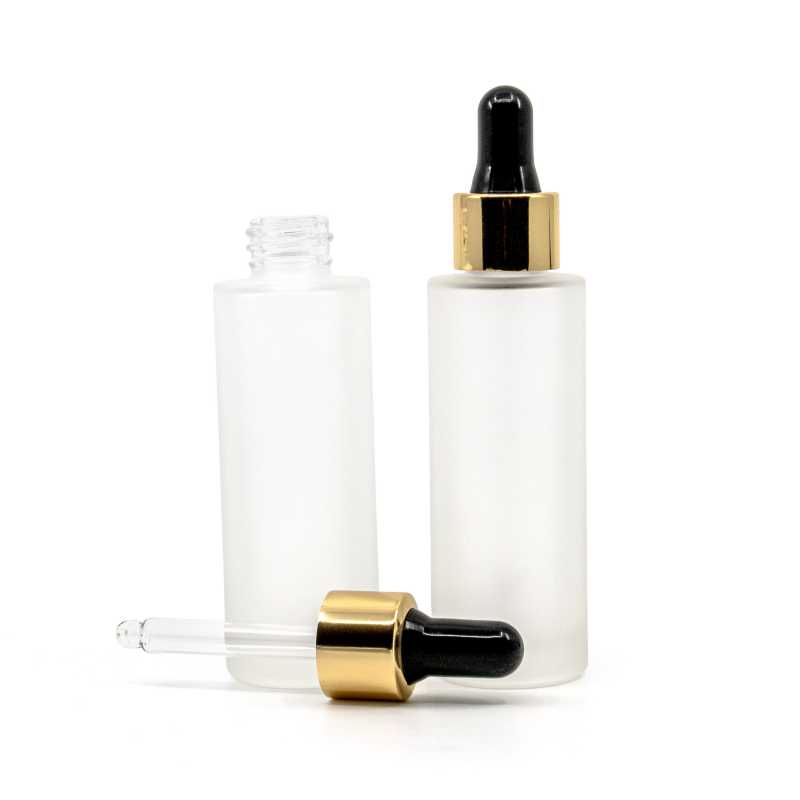 Frasco de vidrio esmerilado, alto, gotero negro brillante, 30 ml