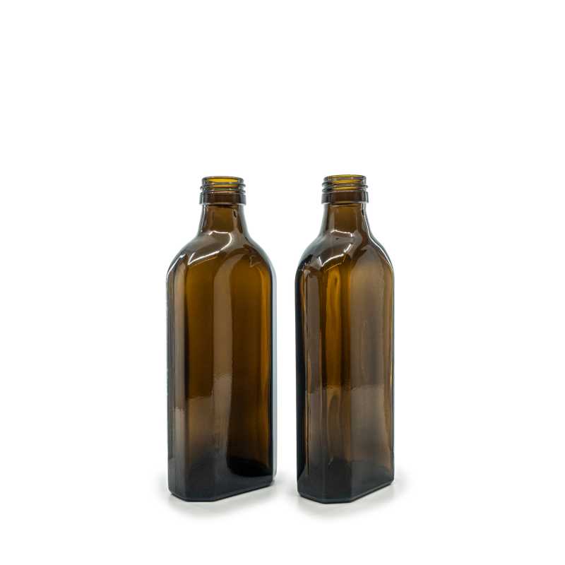 Botella de vidrio ámbar, PP28S, 250 ml, 45 uds