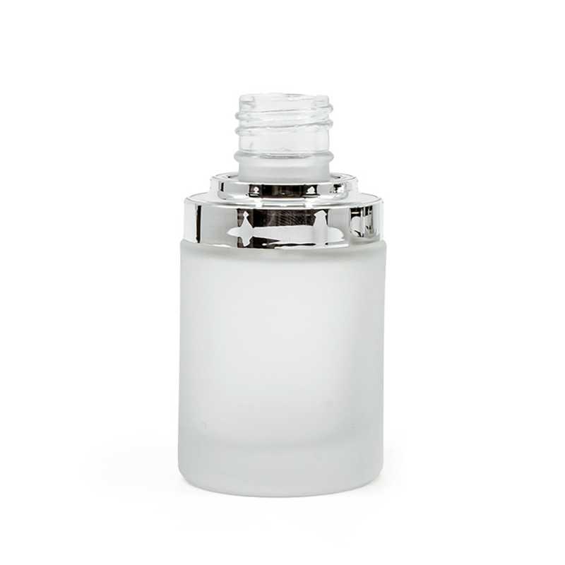 Botella de vidrio esmerilado, plata brillante, 30 ml