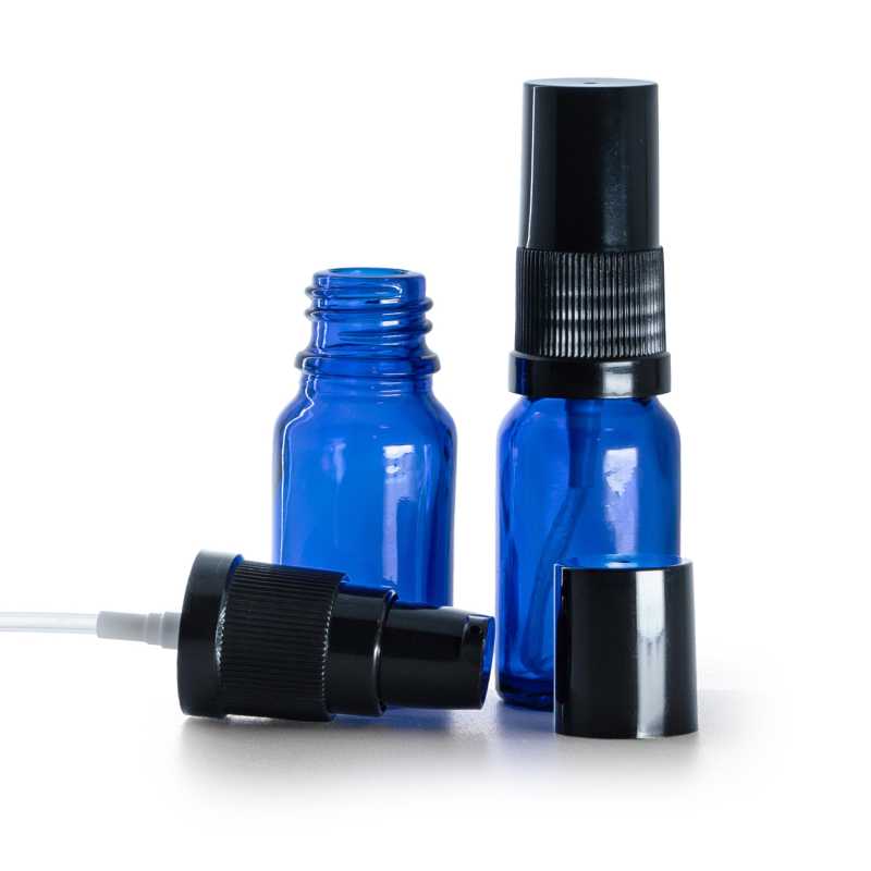 Envase de vidrio, azul, dispensador de loción, negro, 10 ml