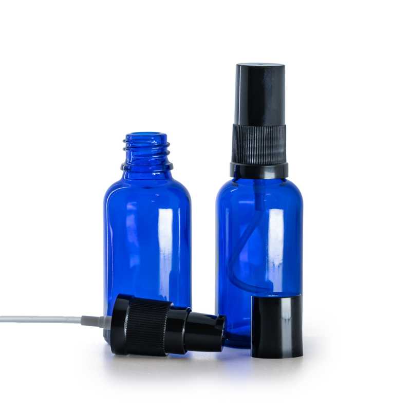 Botella de vidrio, dispensador de loción, azul, 30 ml