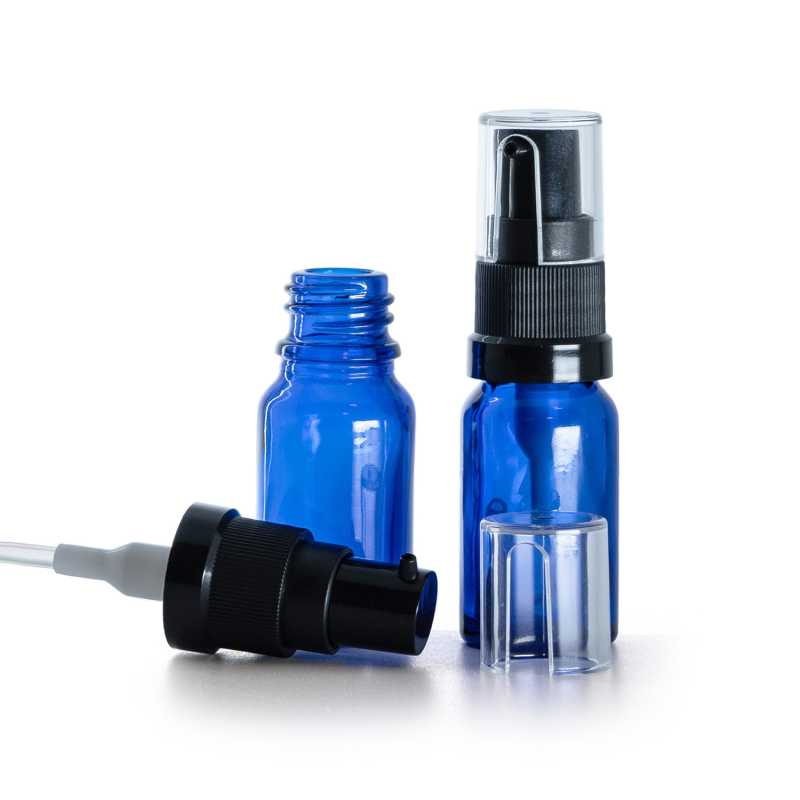 Frasco de vidrio, azul, bomba para aceites, 10 ml