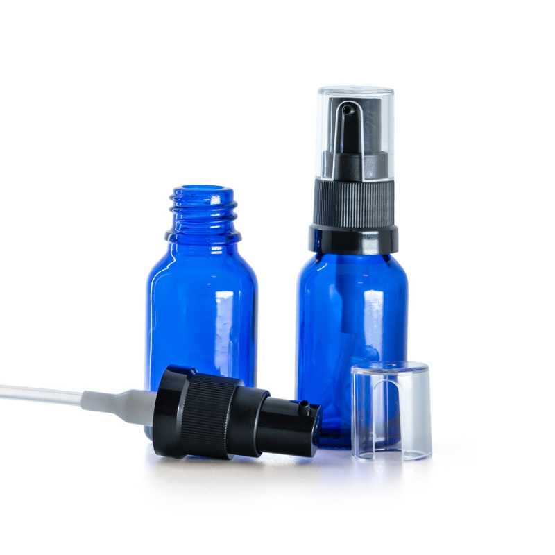 Botella de vidrio, aceite, azul, 15 ml