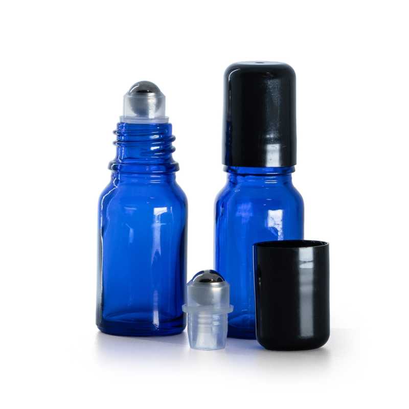 Frasco de vidrio, azul, roll-on, 10 ml