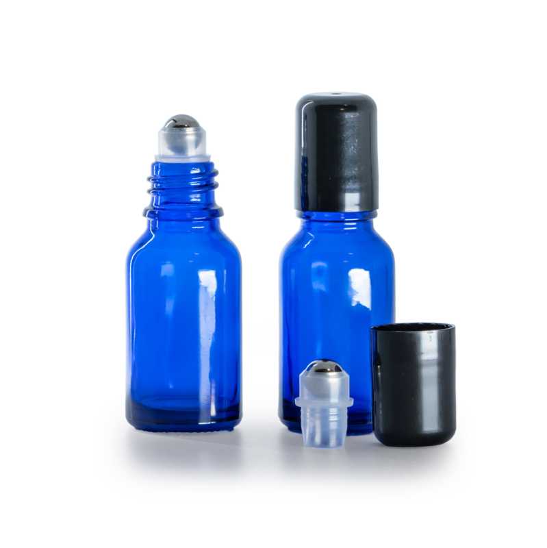 Frasco de vidrio, roll-on, azul, 15 ml