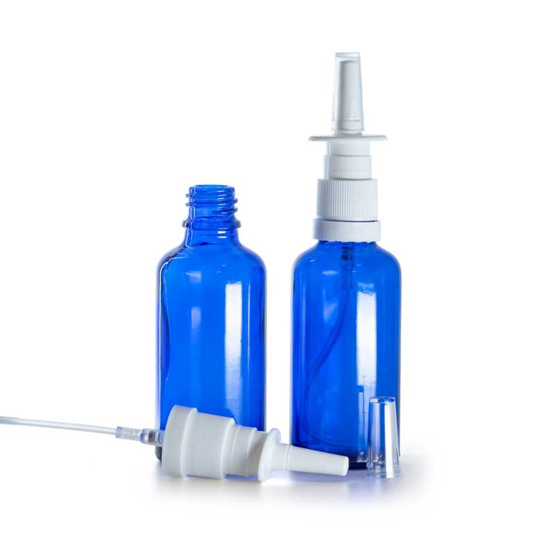 Botella de vidrio, spray nasal, azul, 50 ml