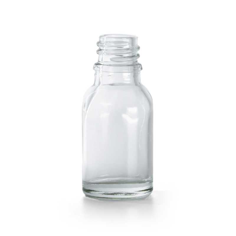 Botella de vidrio, transparente, 15 ml, 208 uds