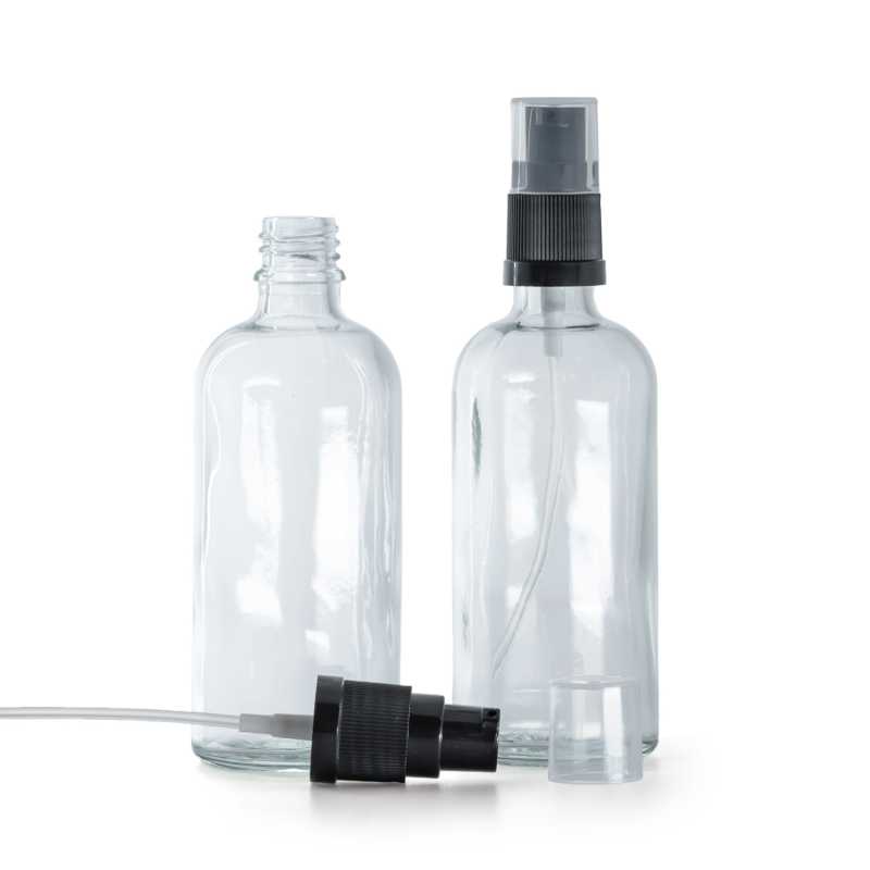 Frasco de vidrio, transparente, dispensador de loción, 100 ml
