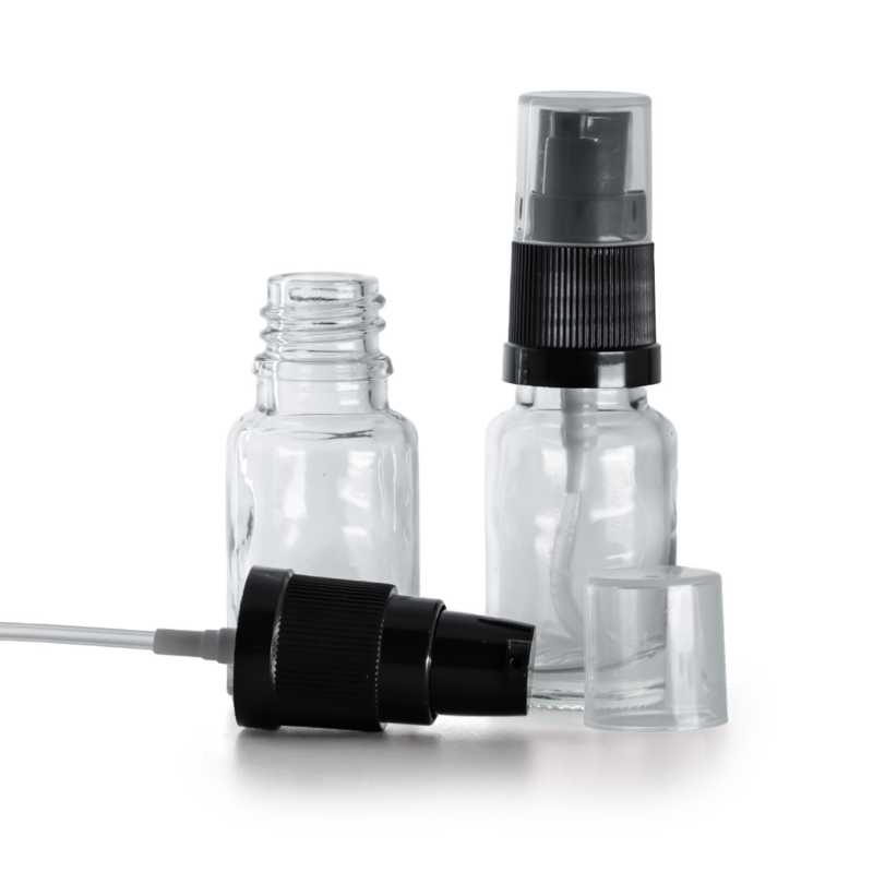 Botella de vidrio, transparente, dispensador de loción, 10 ml