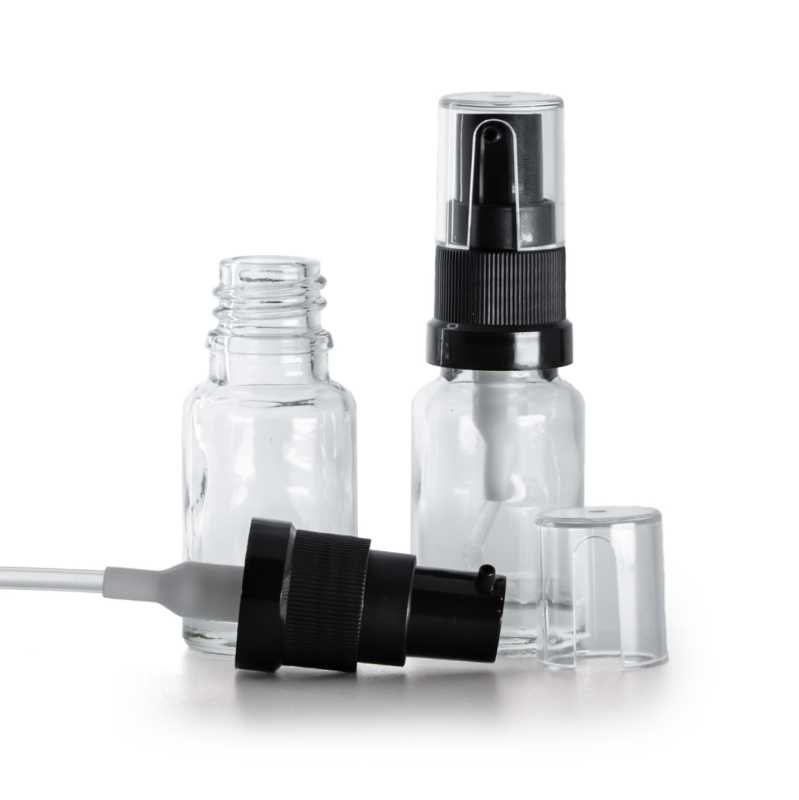 Frasco de vidrio, transparente, bomba para aceite, 10 ml