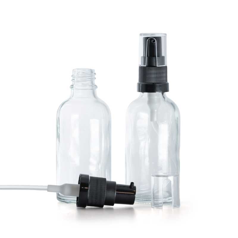 Botella de vidrio, transparente, bomba para aceite, 50 ml