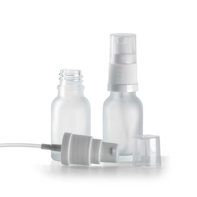 Frasco de vidrio, esmerilado, dispensador blanco, 15 ml