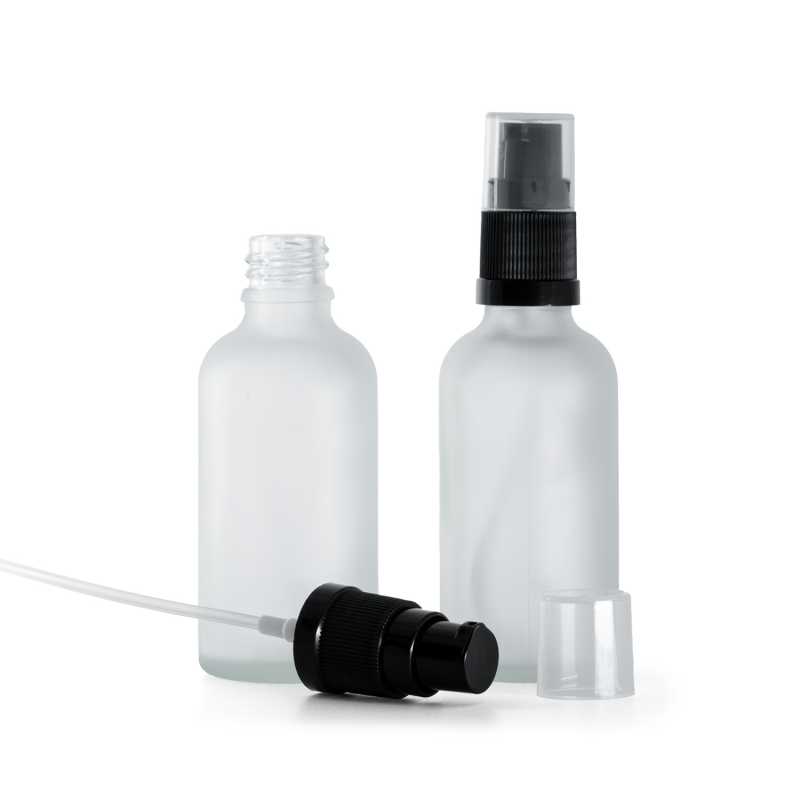 Botella de vidrio esmerilado, transparente, dosificador de loción, 50 ml