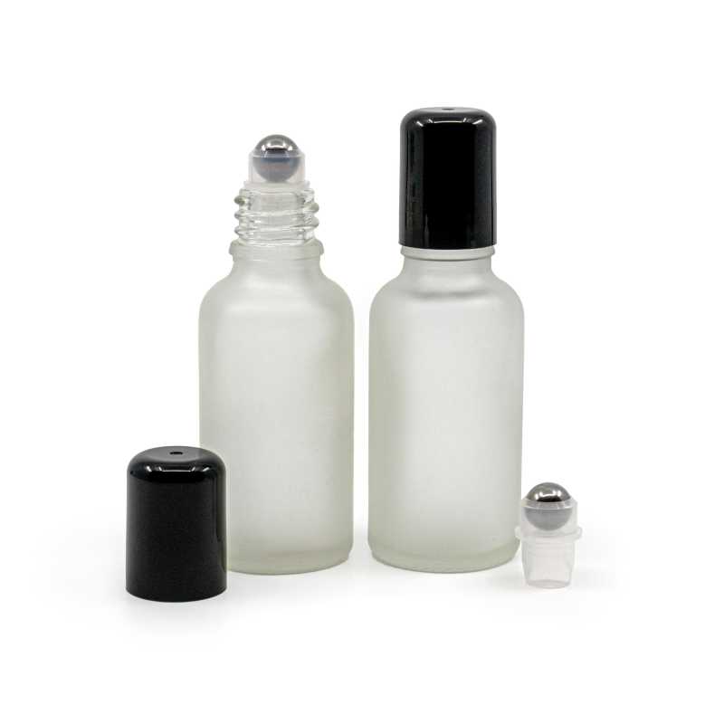 Botella de vidrio esmerilado transparente con roll-on, 30 ml
