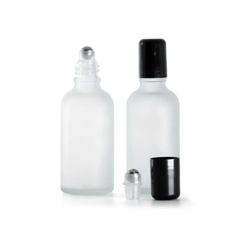 Frasco de vidrio esmerilado transparente con roll-on, 50 ml