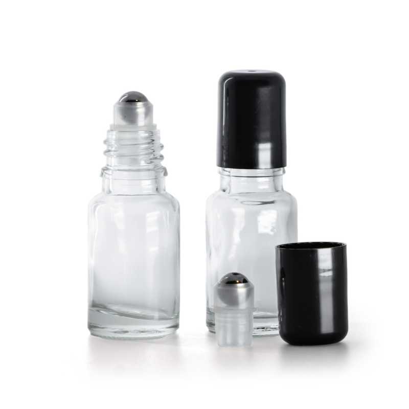 Frasco roll-on de vidrio, transparente, 10 ml