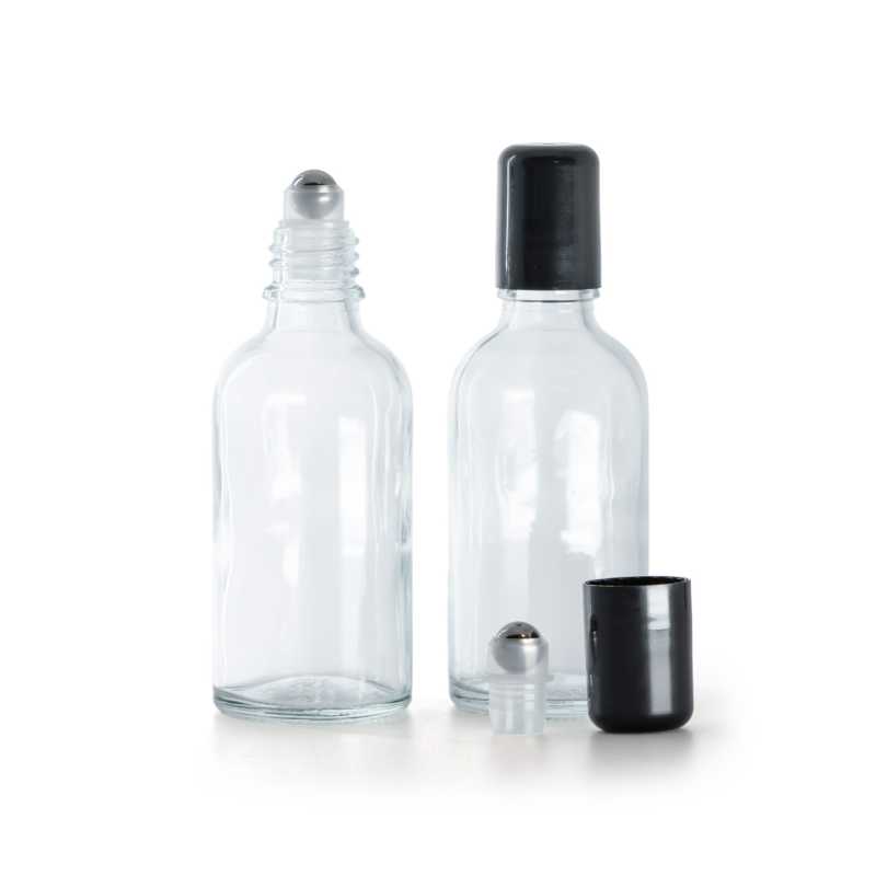 Botella de vidrio roll-on, transparente, 30 ml