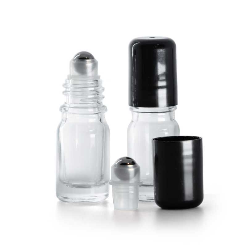 Envase de vidrio, transparente, roll-on, 5 ml