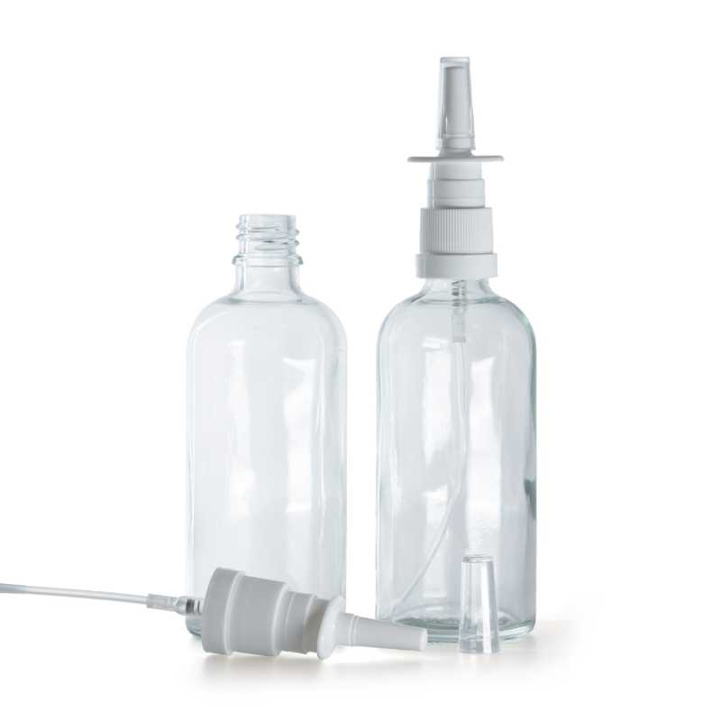Frasco de vidrio, pulverizador nasal, transparente, 100 ml