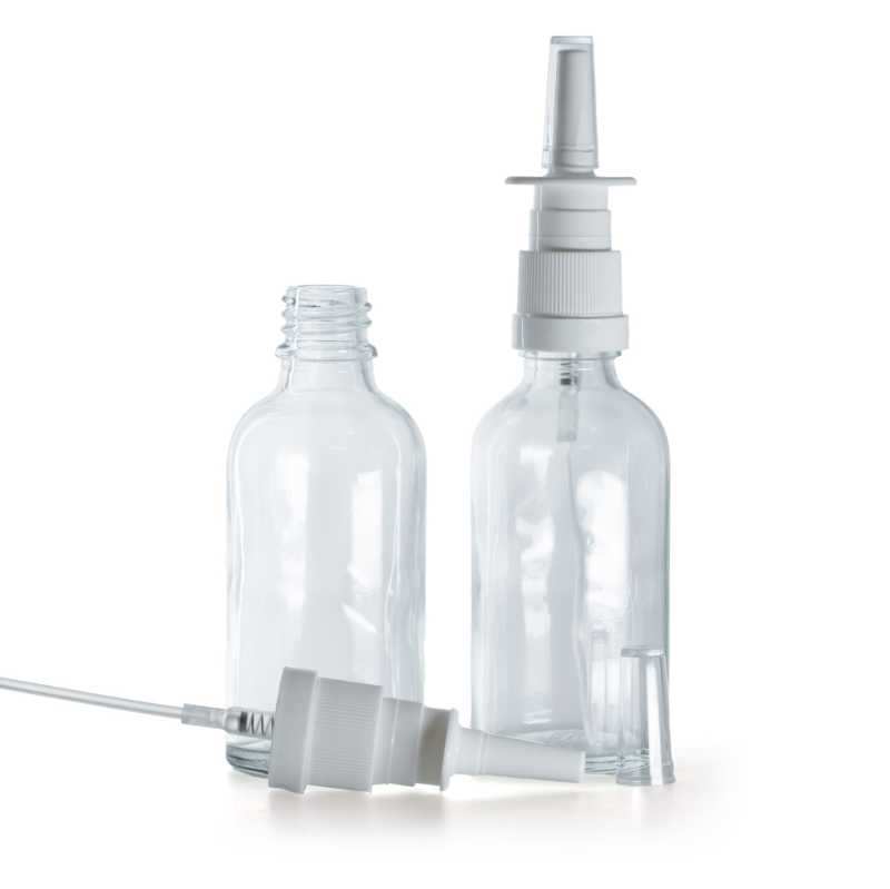 Botella de vidrio, transparente, spray nasal, 30 ml
