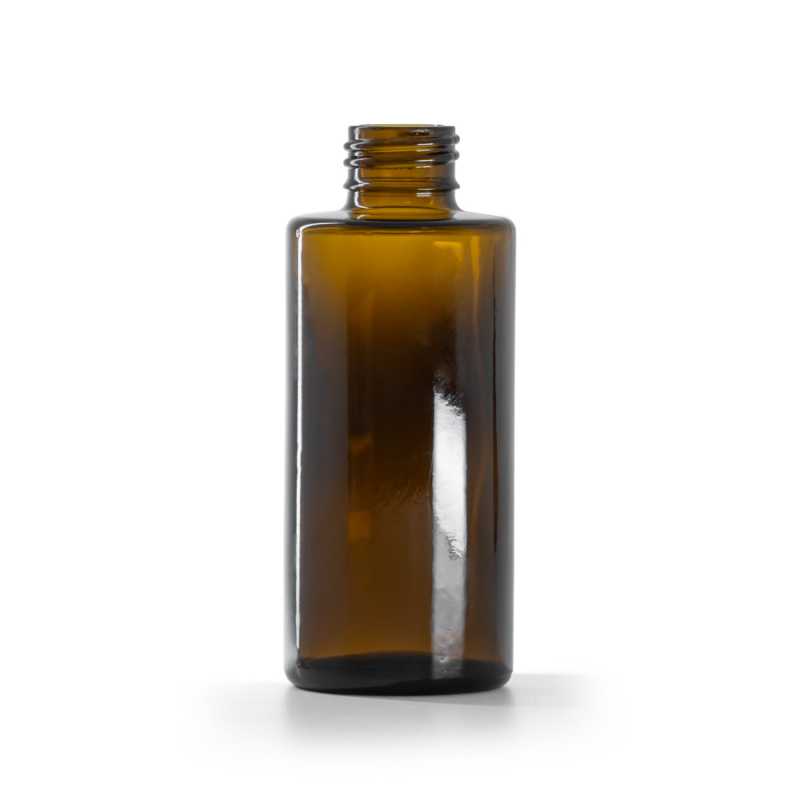 Botella de vidrio, ámbar, tapa recta, 100 ml