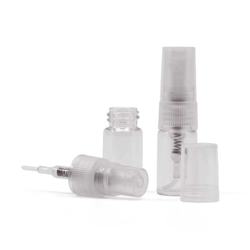 Botella de vidrio para perfume, transparente, con pulverizador, 2 ml