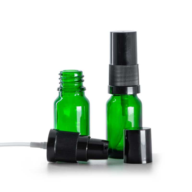 Envase de vidrio, dispensador de loción, verde, 10 ml