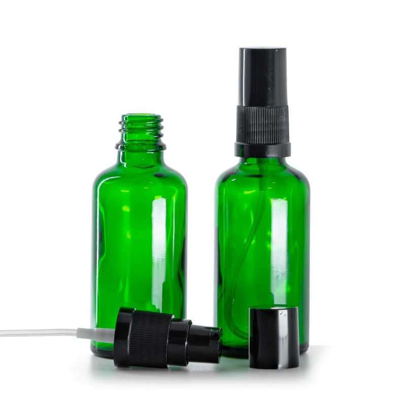 Frasco de vidrio, dispensador de loción negro, verde, 50 ml
