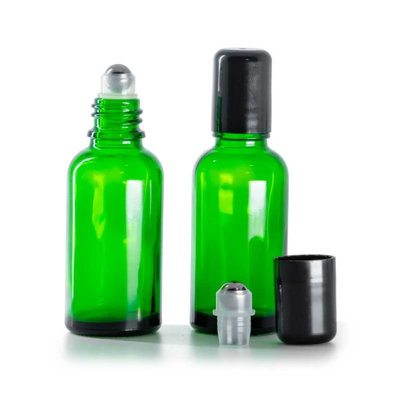Envase de vidrio, roll-on, verde, 30 ml