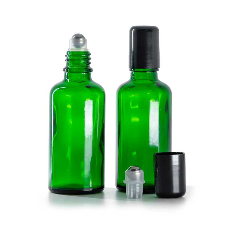 Frasco de vidrio roll-on, verde, 50 ml