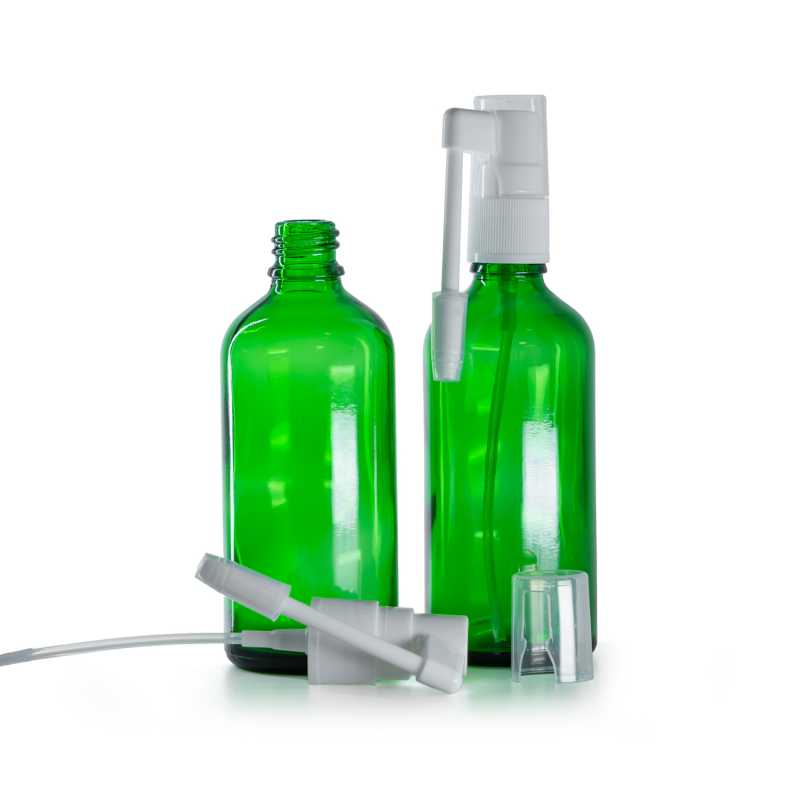Botella de vidrio, spray bucal, verde, 100 ml