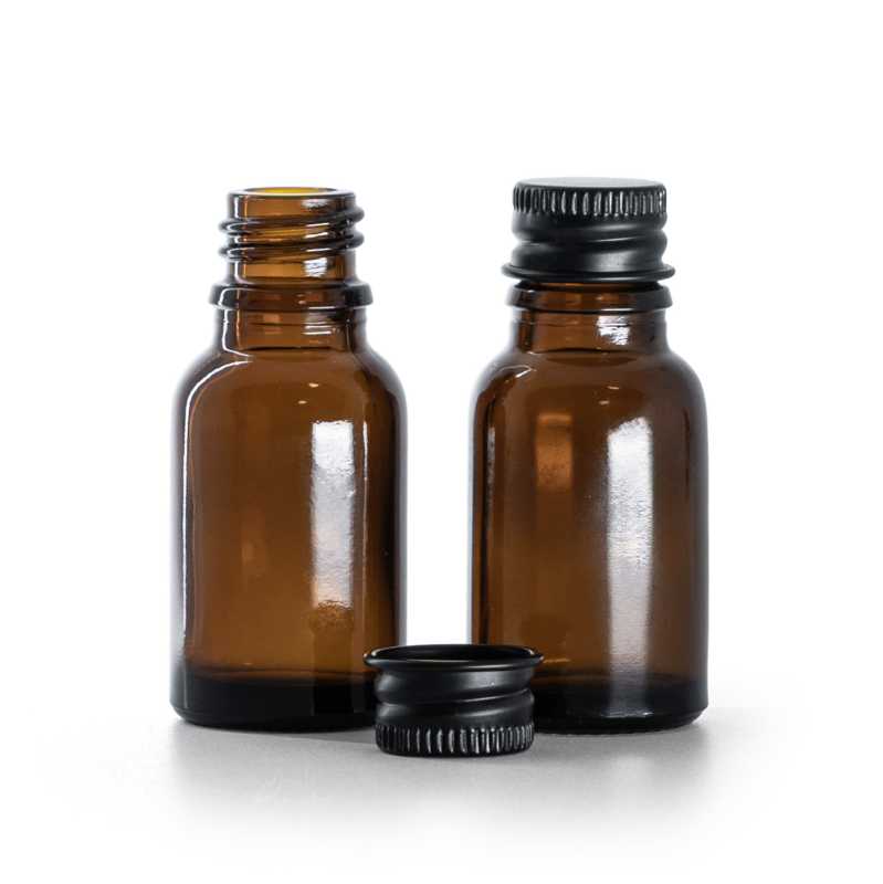 Frasco de vidrio ámbar, negro, 15 ml