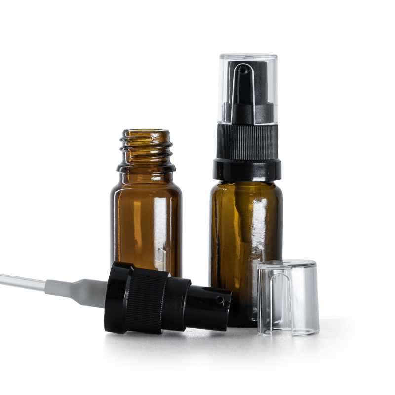 Frasco de vidrio ámbar, tipo B, alto, bomba para aceite, 10 ml