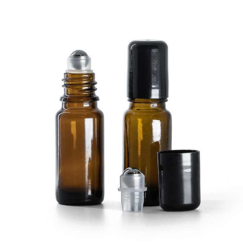 Frasco de vidrio ámbar, tipo B, alto, roll-on, 10 ml