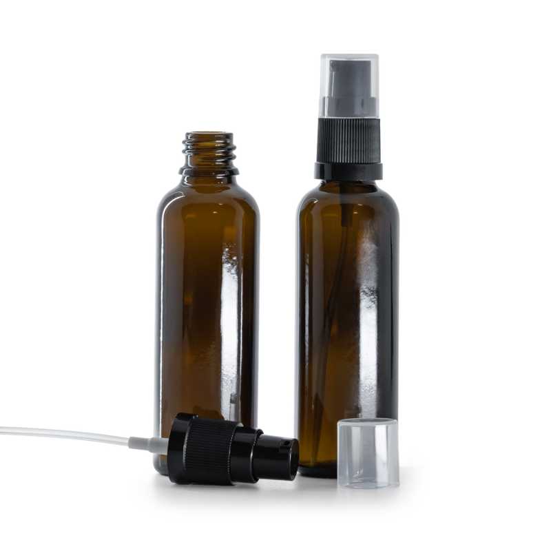 Frasco de vidrio, ámbar, dispensador de loción, 50 ml