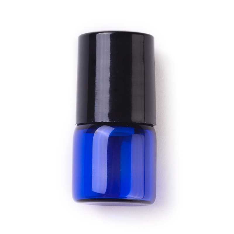 Botella roll-on, vidrio, azul, 1 ml