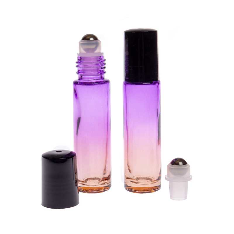 Envase roll-on de vidrio, violeta-naranja, 10 ml