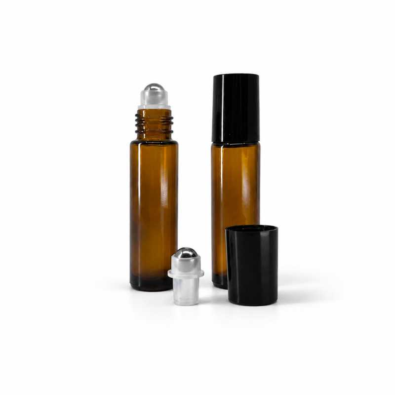 Envase roll-on de vidrio, ámbar, 10 ml