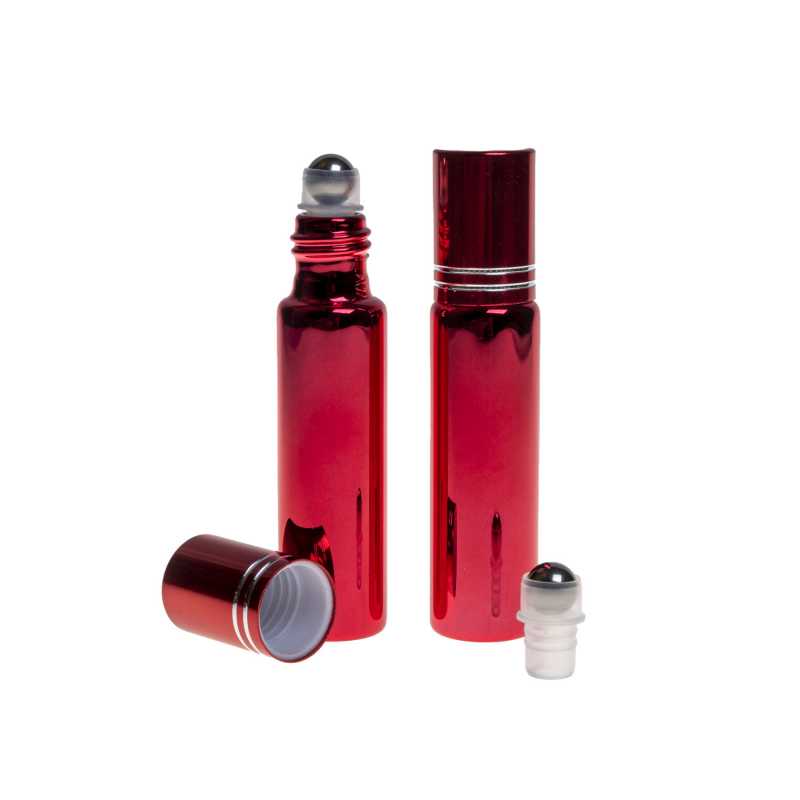 Roll-on de vidrio, metalizado rojo, 10 ml