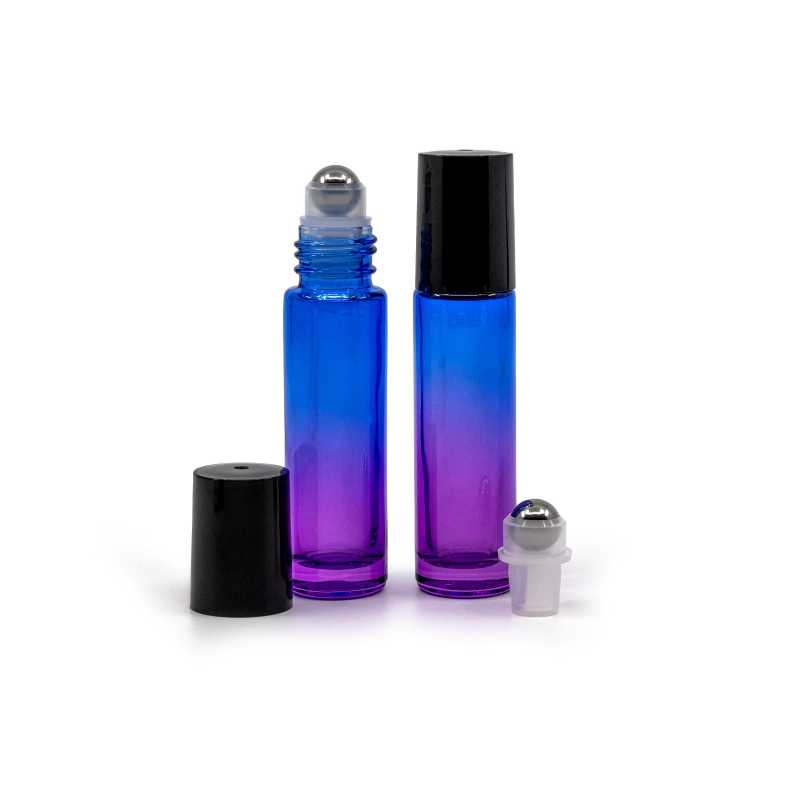 Envase roll-on de vidrio, azul-violeta, 10 ml