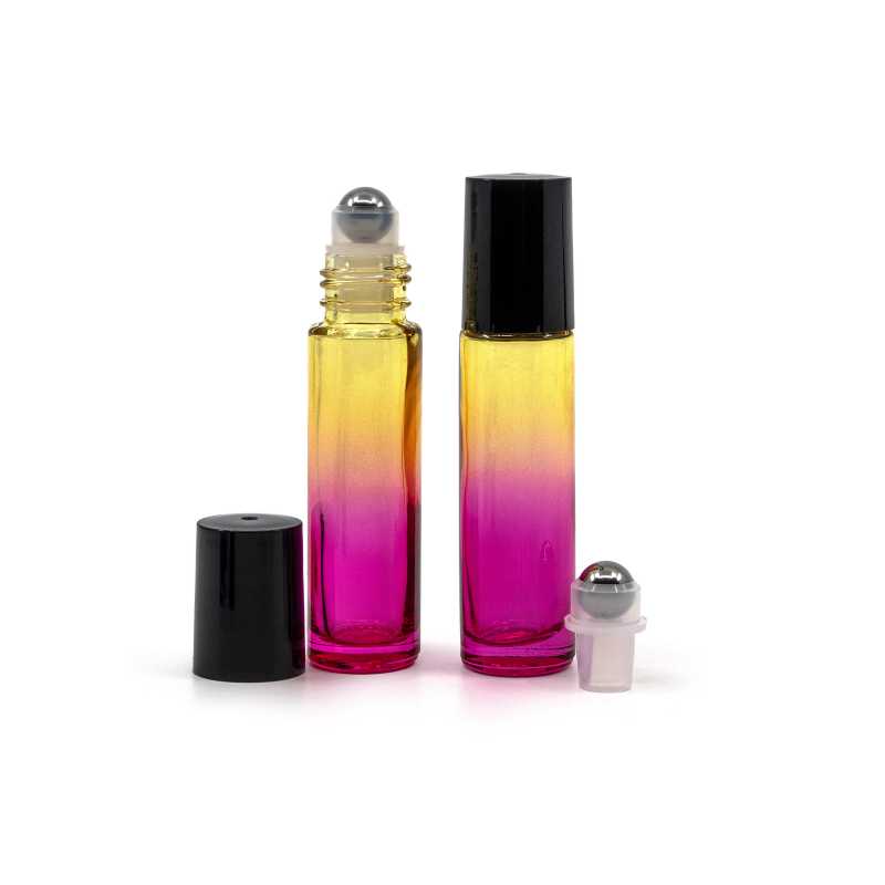 Envase roll-on de vidrio, amarillo-rosa, 10 ml