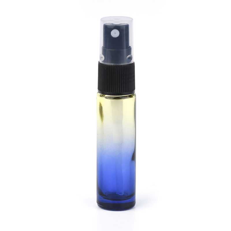Envase de vidrio con pulverizador para perfume, amarillo-azul, 10 ml