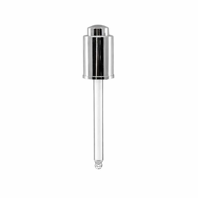 Tapón cuentagotas pulsador, plata brillante, 18/410