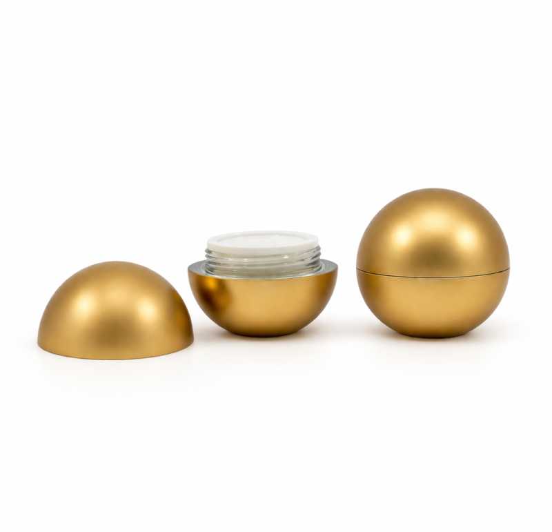 Tarro esférico de plástico, dorado, tapa dorada, 30 ml